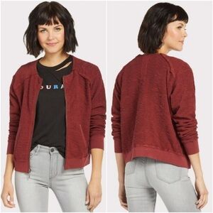 New With Tags Red Haute Terry Textured Bomber Jacket (fits like a medium)